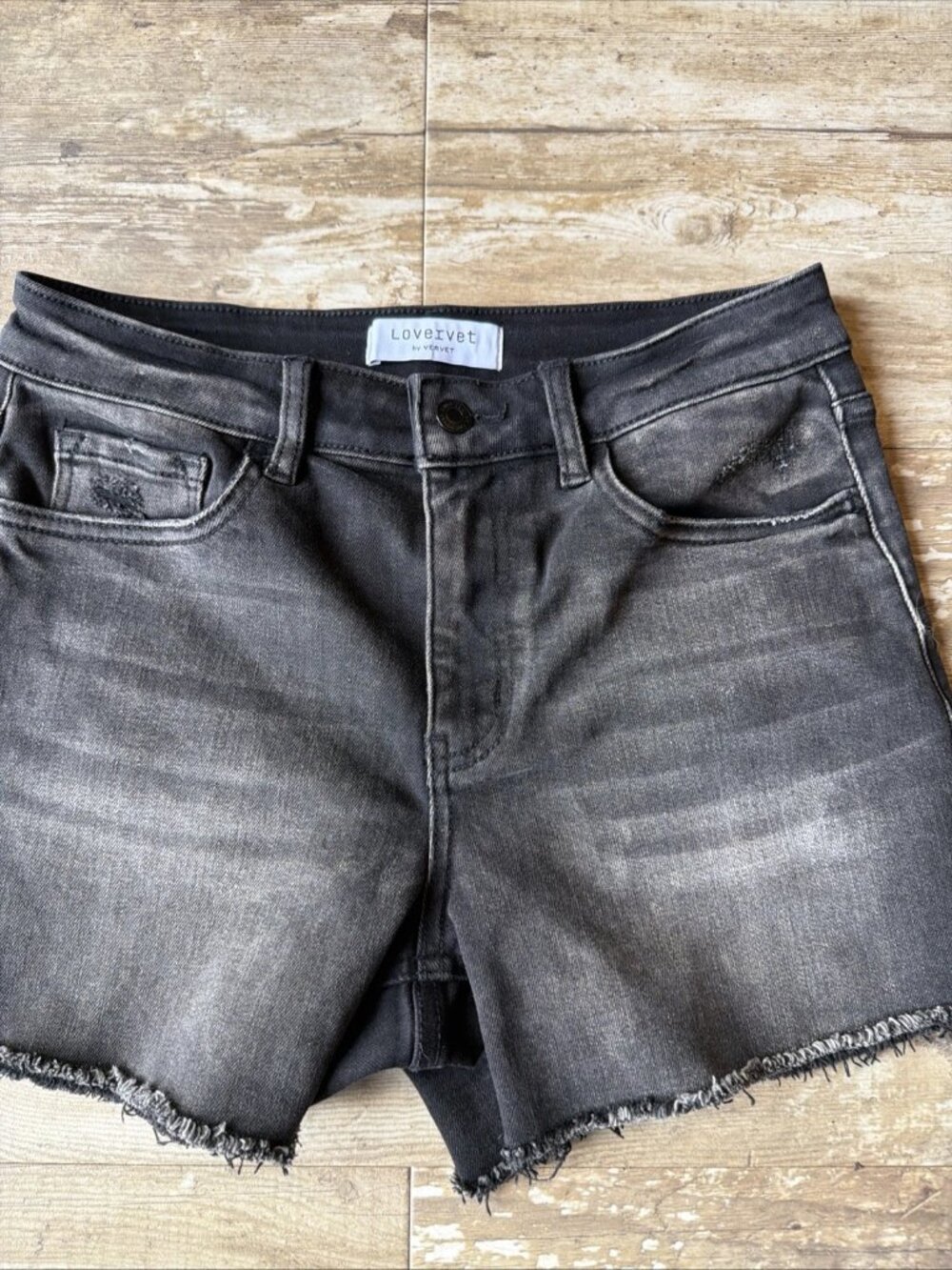 Lovervet By VERVET Distressed Raw Hem Gray Denim Cotton Women’s Medium - Picture 2 of 6